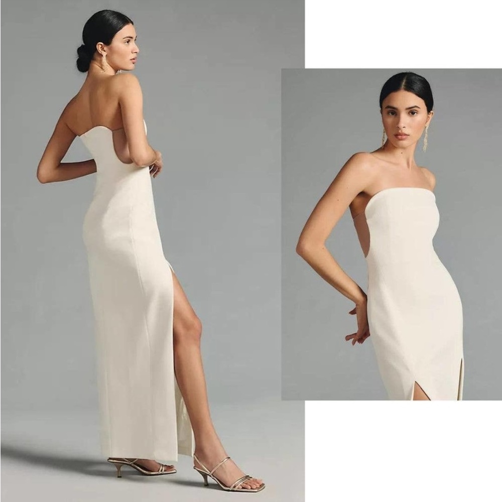 MISHA STRAPLESS CUTOUT SLIT DRESS